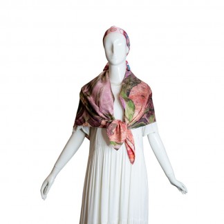 Square silk scarf- rose quartz peace 100*100 cm
